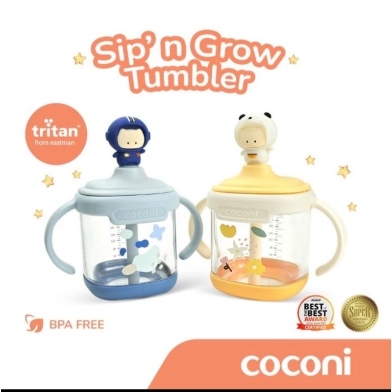 COCONI Sip' n Grow Tumbler 260ML - Sippy Cup - Gelas Susu Anak Sedotan