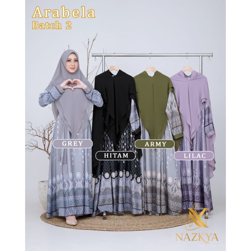 TERBARU ARABELA 2 GAMIS SET HIJAB ORI NAZKYA/DRESS LEBARAN