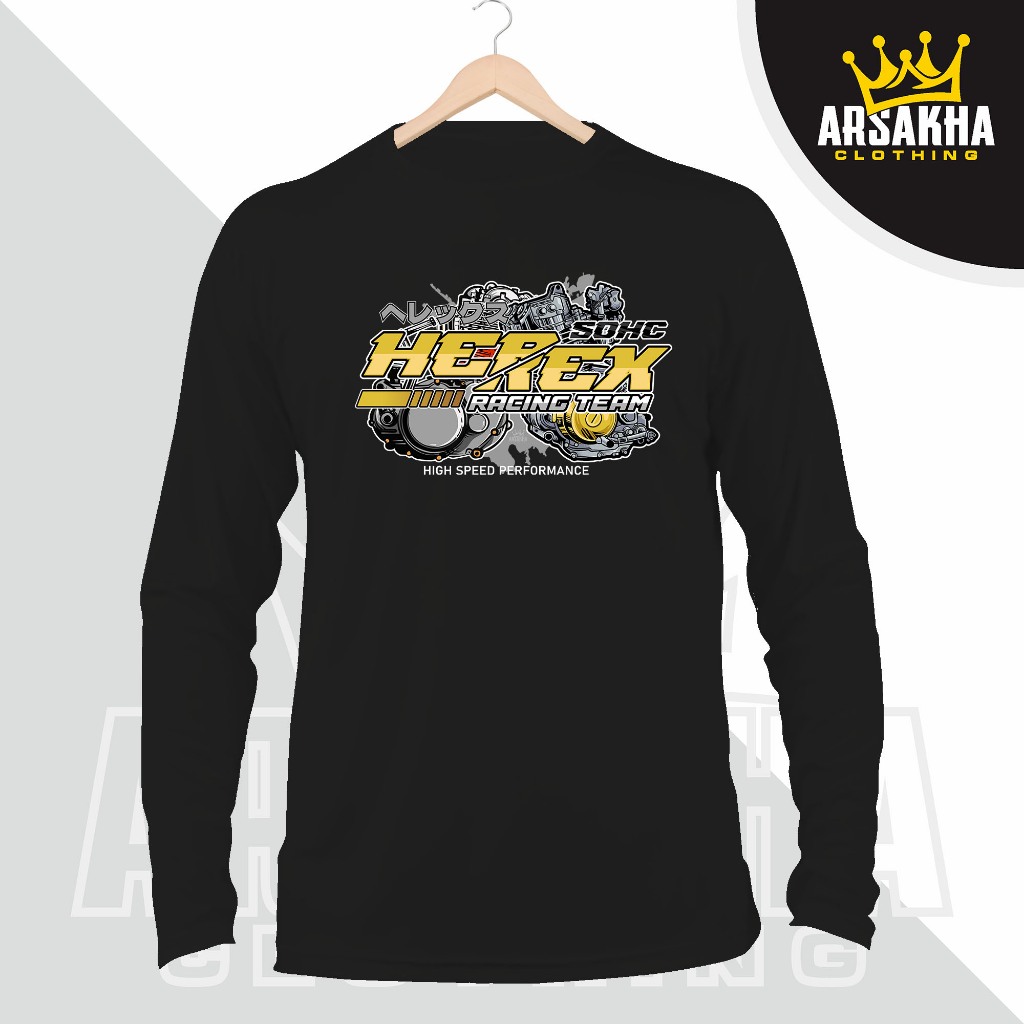 Kaos Lengan Panjang Herex Racing Team Sohc Baju Distro Katun Combed 30s - Arsakha Clothing