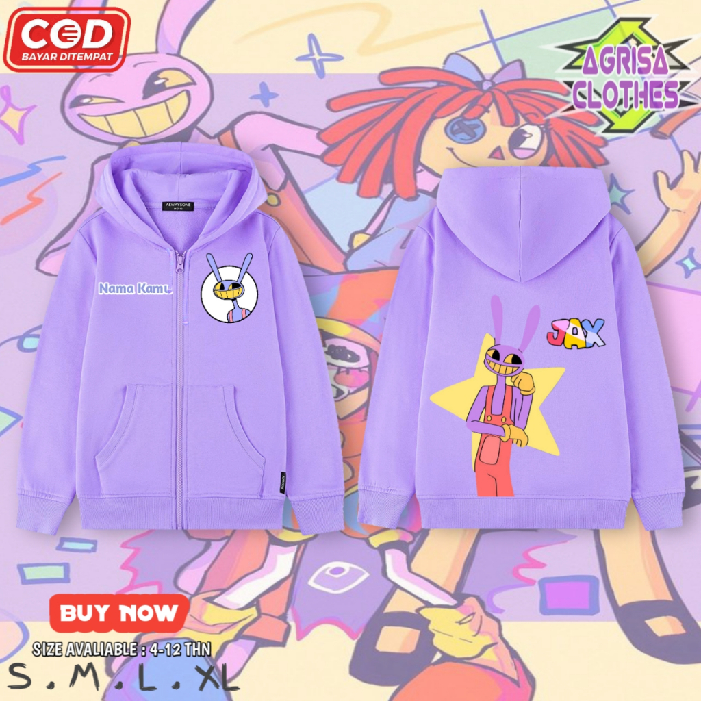 Hoodie Ziper Anak Digital Circus JAX/Hoodie Ziper JAX