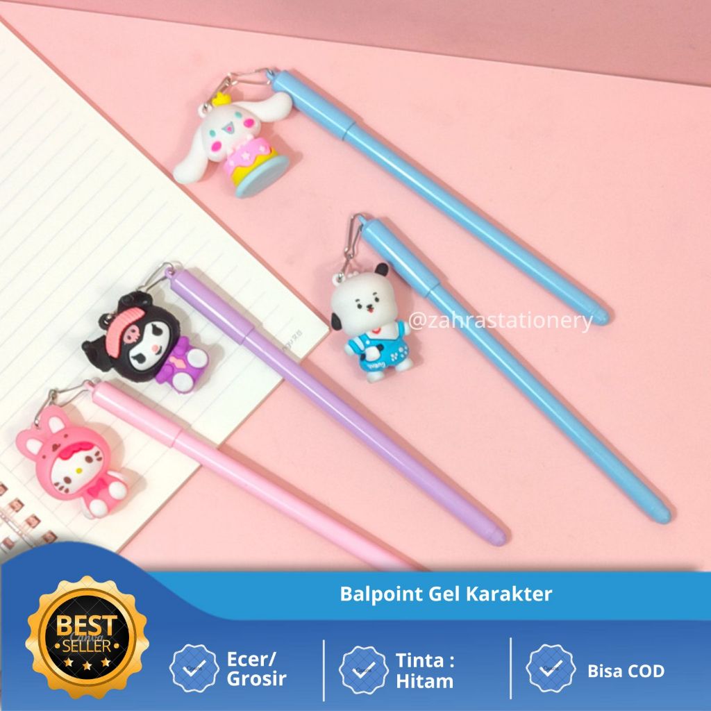 

Pulpen Gel Gantungan Karakter Pena Unik Lucu Alat Tulis Pen