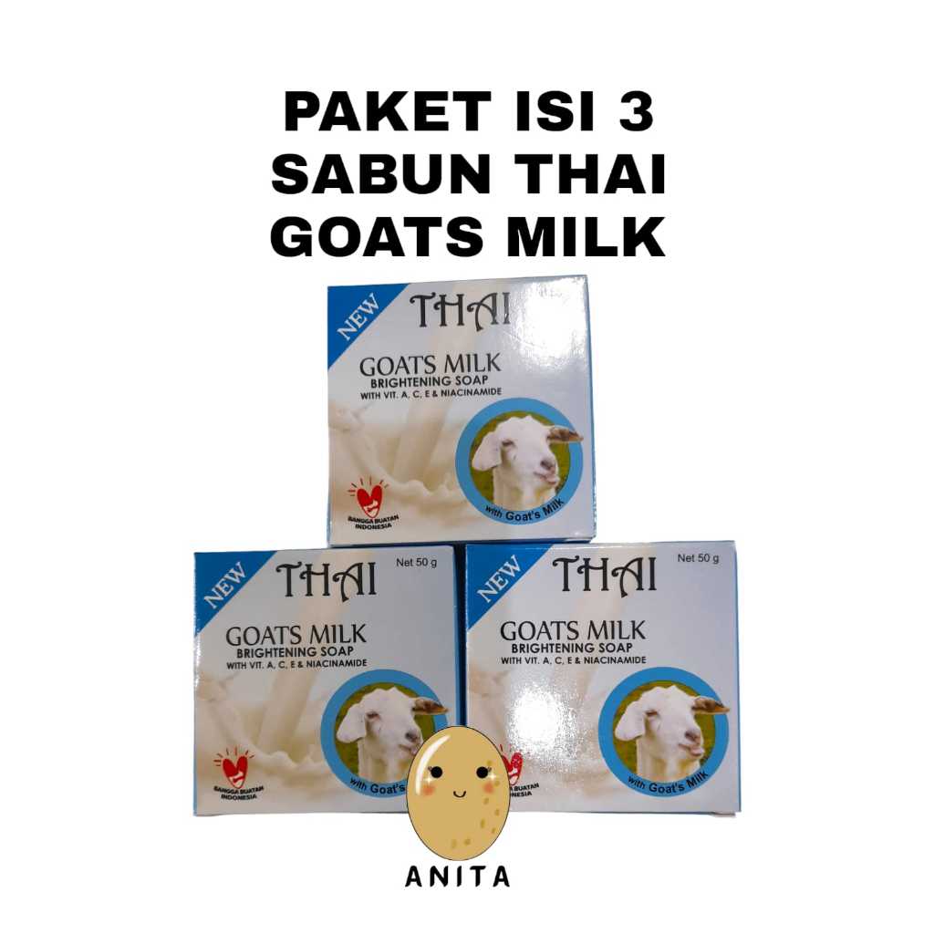 PAKET ISI 3 SABUN THAI GOAT MILK / SABUN TAHI SUSU KAMBING MENCERAHKAN MENGHALUSKAN