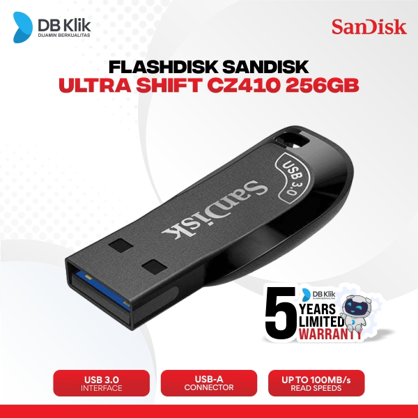 Flashdisk SanDisk Ultra Shift CZ410 256Gb Usb 3.0 (SDCZ410-256G-G46)
