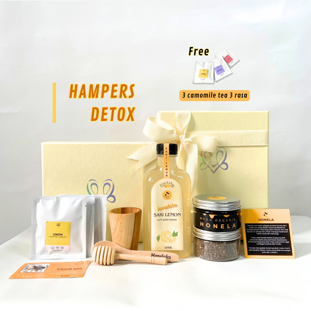 

Hampers Sari Lemon Chia Seed dan Madu Murni FREE Dipper Sendok Kayu Hardbox Premium