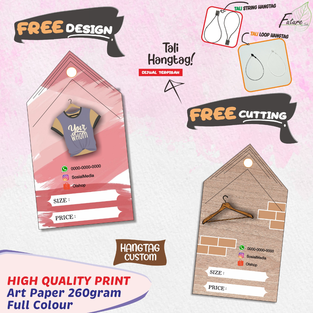 

Hangtag Label baju Produk Gantungan Bentuk Pola Custom