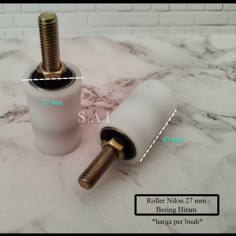 Roller Nilon Ukuran 27mm / Roda Pagar Besi/ Bearing