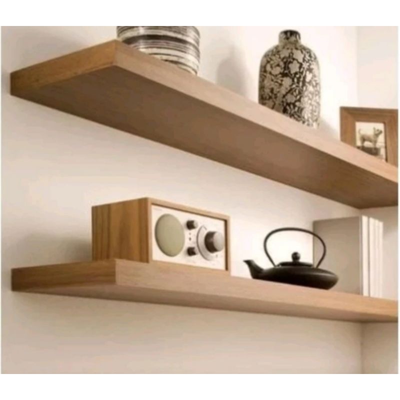 Ambalan kayu jati solid/Rak dinding melayang