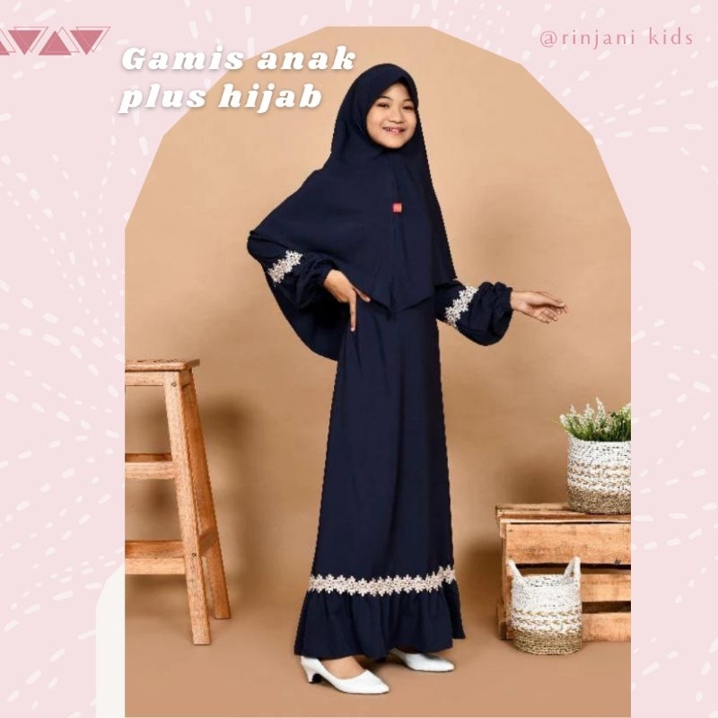 Shakila Dress Gamis Anak Tanggung Perempuan Set Hijab Khimar Syar'i Umur 10 - 12 Tahun Fashion Musli