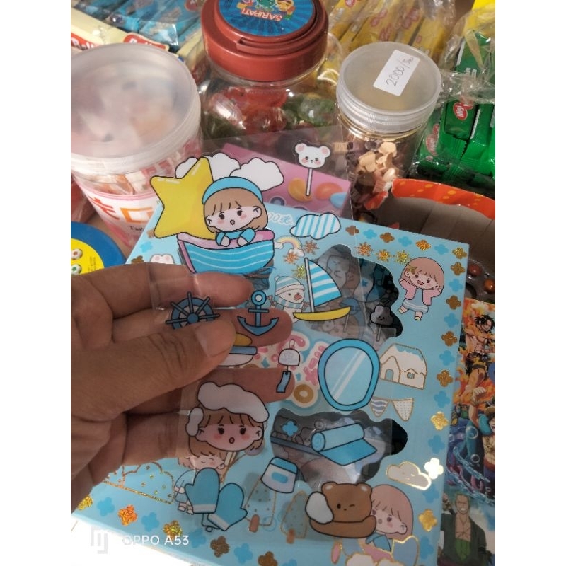 

Sticker momo warna biru ecer 2pcs