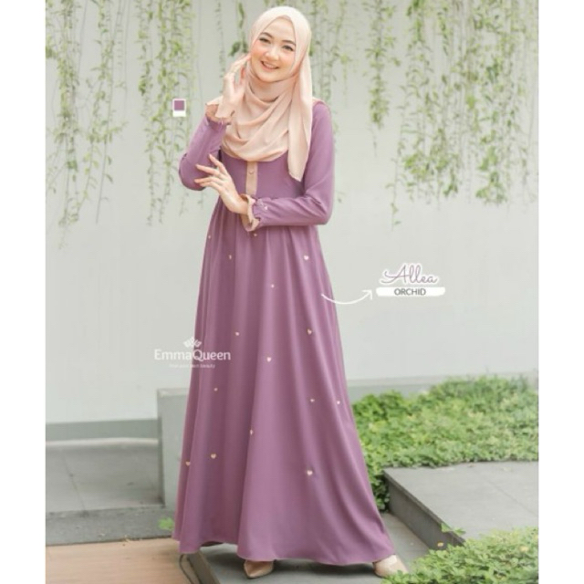 Emmaqueen Allea Dress gamis Polos muslim syari busui friendly kancing hidup Tersedia size S-XXL