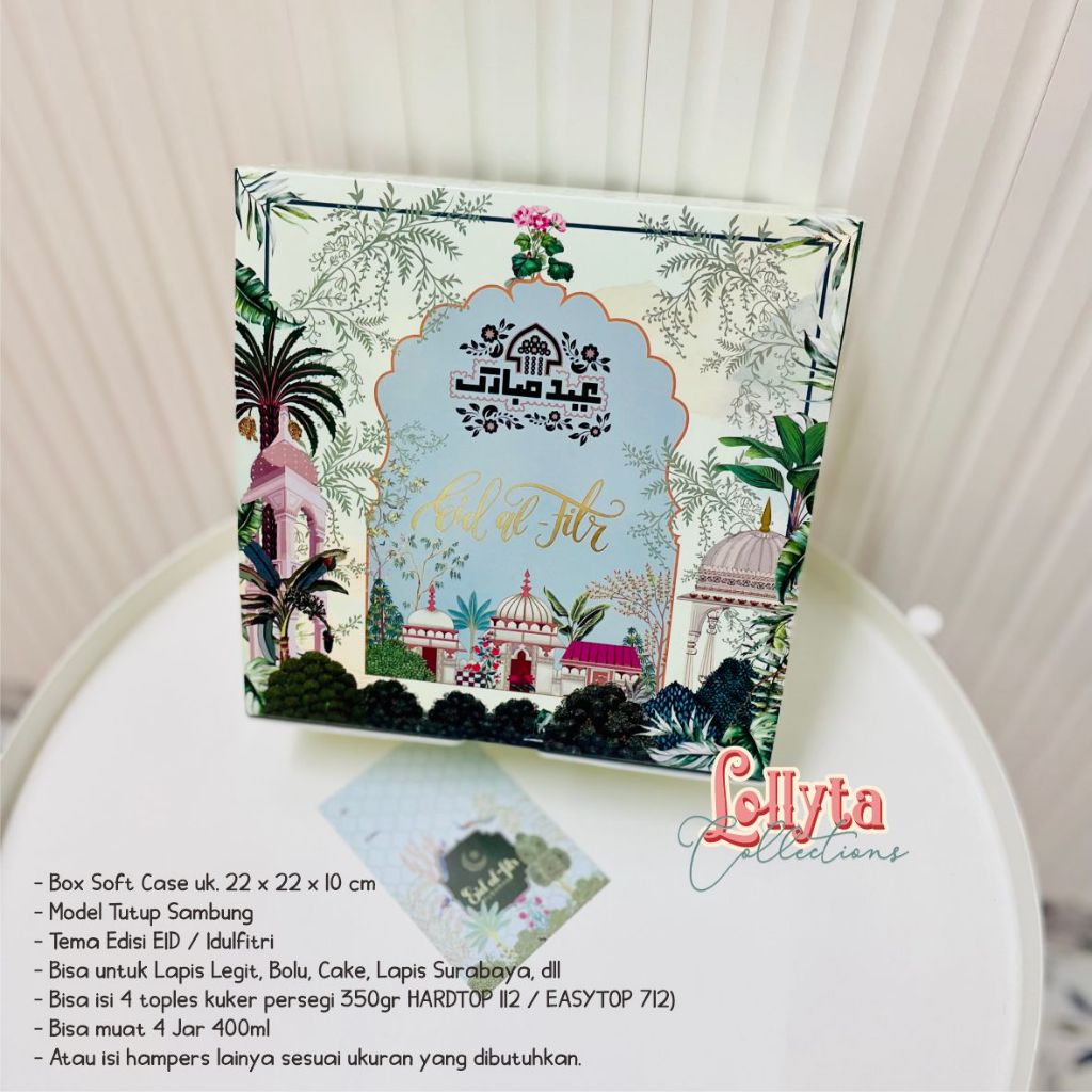 

Box tutup sambung EID / Idul Fitri 22 x 22 x 10 cm Tema Benggala