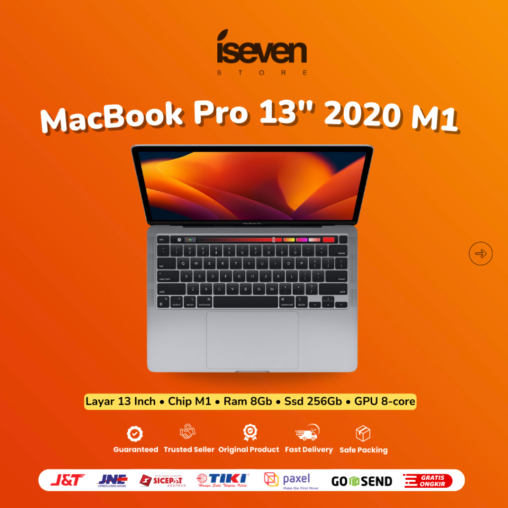 MACBOOK PRO 2020 CHIP M1 RAM 8GB SSD 256GB TOUCHBAR, SECOND ORIGINAL