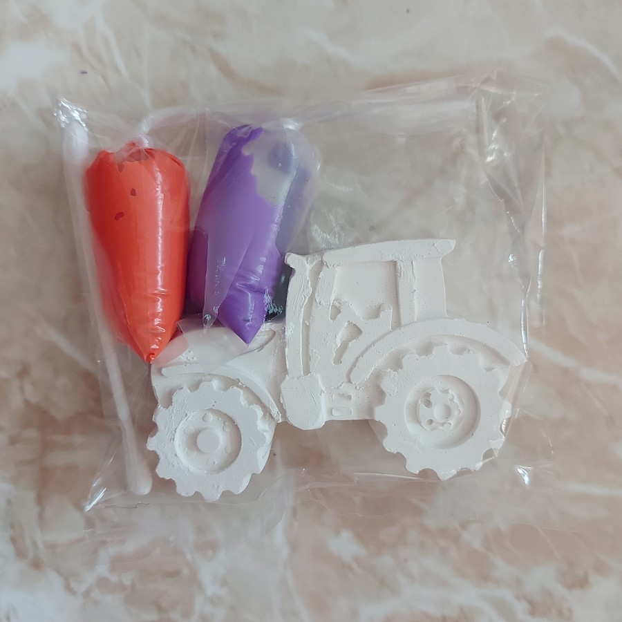 mainan edukasi anak mewarna gypsum tractor traktor transportasi seni