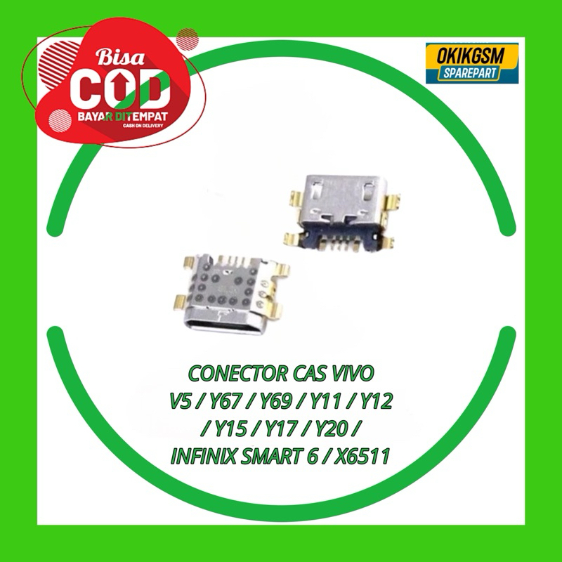 CONECTOR CAS VIVO V5 / Y67 / Y69 / Y11 / Y12 / Y15 / Y17 / Y20 / INFINIX SMART 6 / X6511 ORI NEW