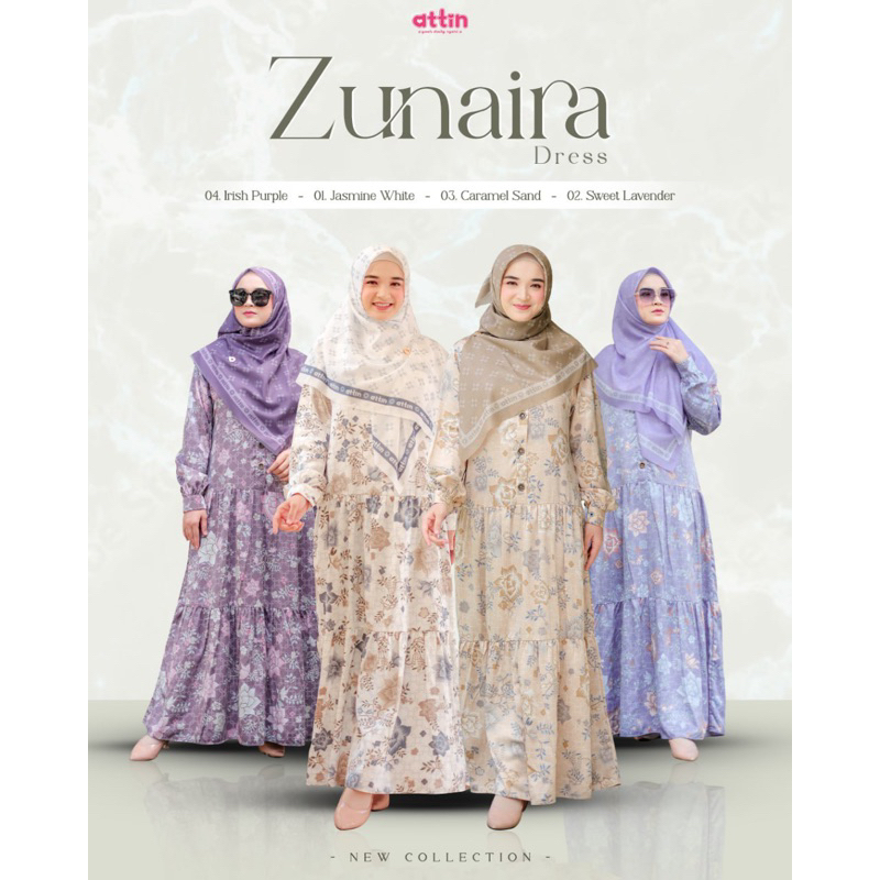 Zunaira Dress dan Scraft Scaft uk 120 by Attin Hijab - Jilbab set gamis murah motif mewah - gamis 2i
