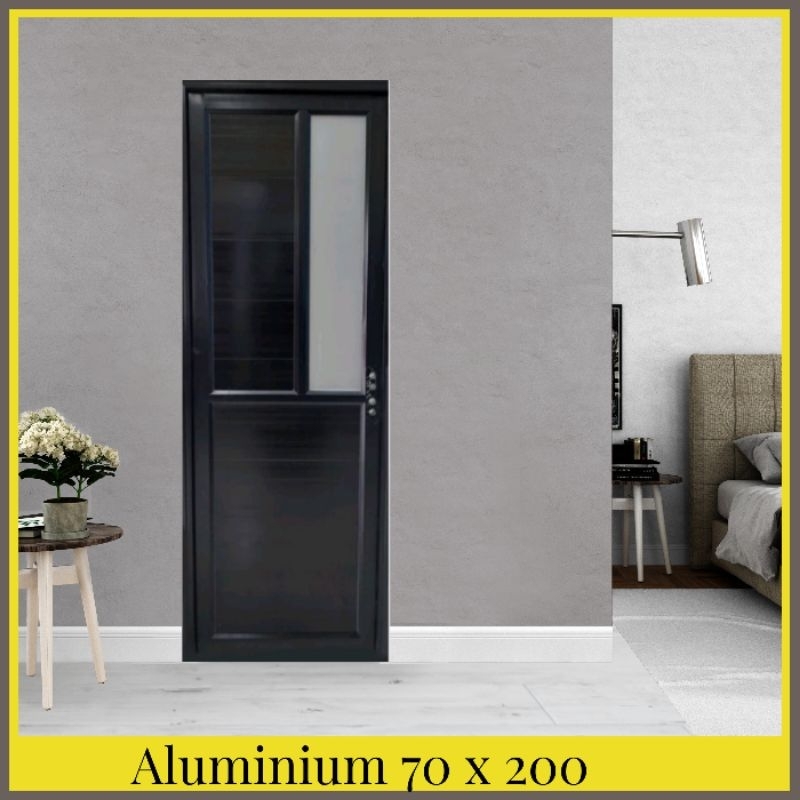 Pintu Kamar Mandi Aluminium Kaca Es Glassy Special Black Edition