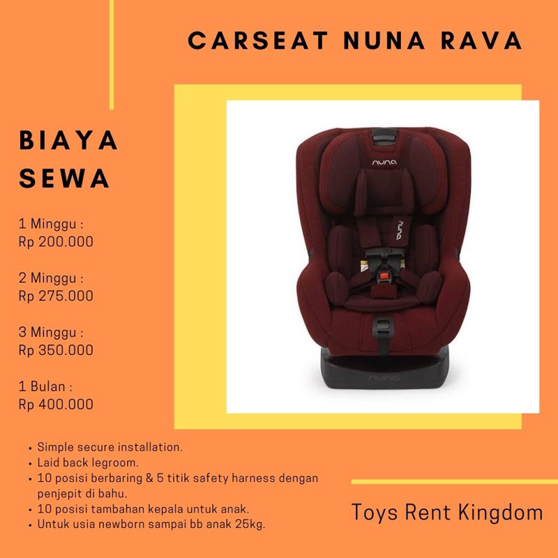 Sewa carseat nuna rava / rental car seat preloved second bekas branded murah