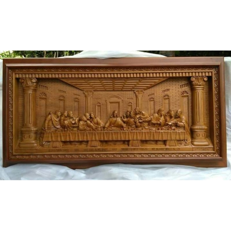 Perjamuan Kudus Terakhir Ukiran Kayu Jati Berkualitas