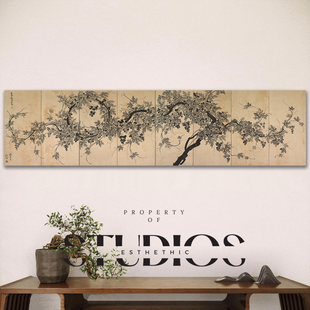 #BIGART54 Wall Decor Lukisan Korea Tanaman Anggur China Chinese Kuno Tradisional Antik Antique Tradi