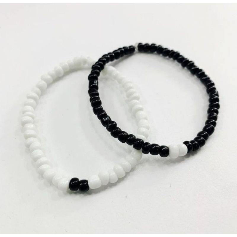 Gelang manik couple hitam putih kekinian