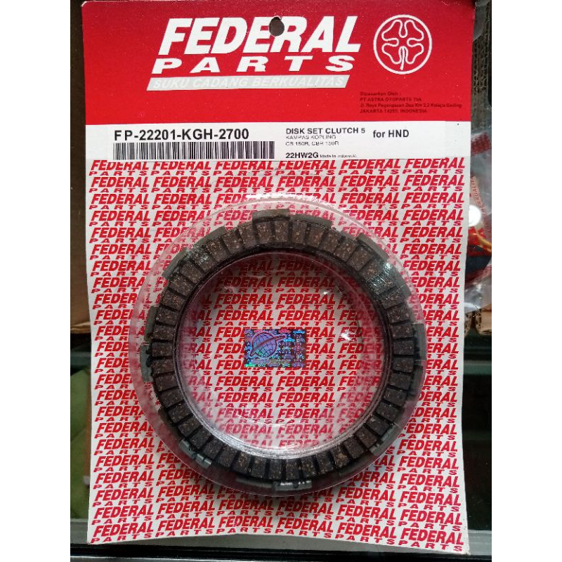 KAMPAS KOPLING SET FEDERAL UNTUK MOTOR HONDA CB150R STREETFIRE/CBR 150R