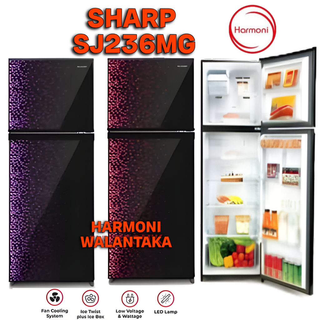 KULKAS SHARP 2 PINTU TANPA SALJU SJ 236 MG KULKAS SHARP 2 PINTU SJ 236-MNHS KULKAS SHARP 2 PINTU SJ 