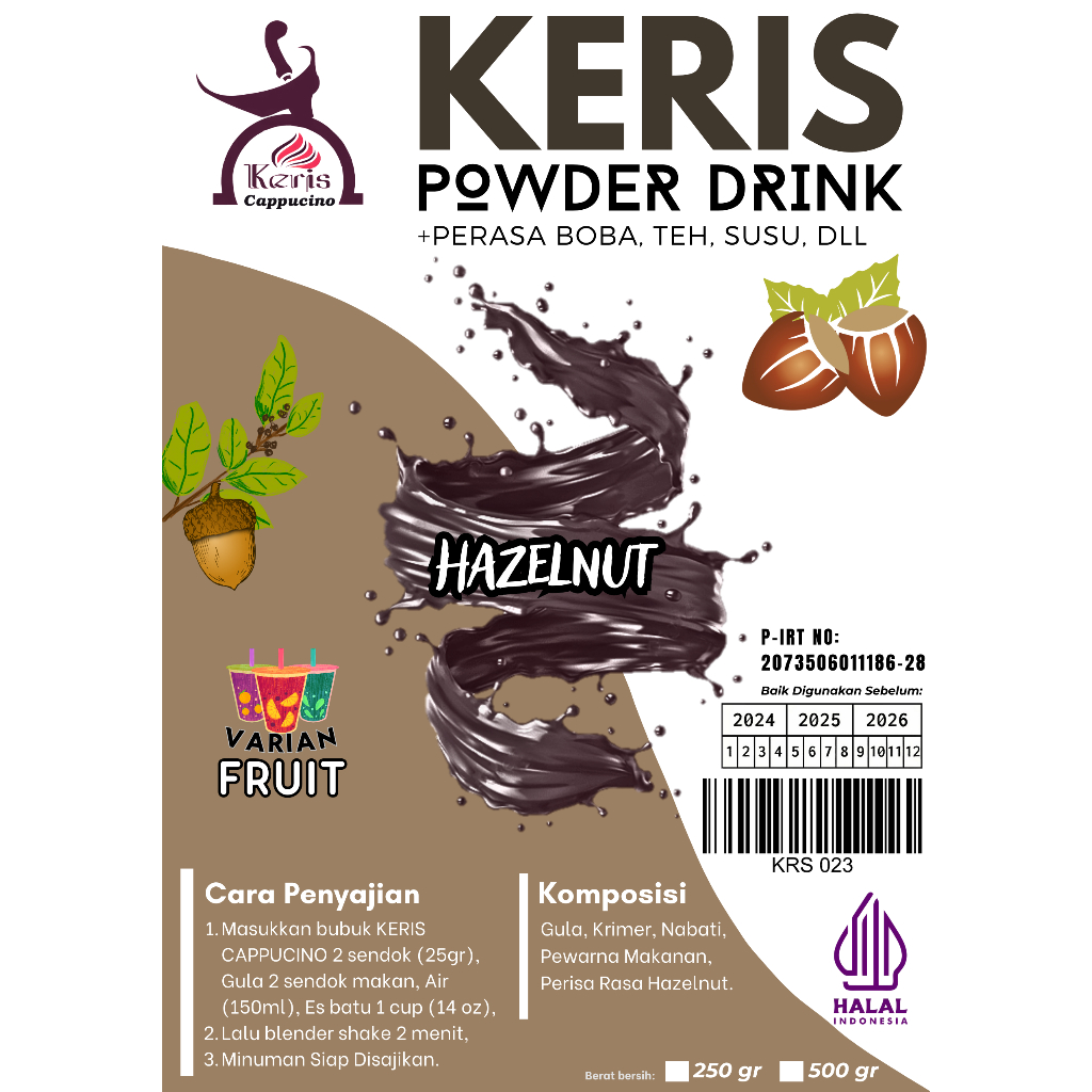 

Hazelnut Serbuk Minuman Rasa Kemasan 500 gr
