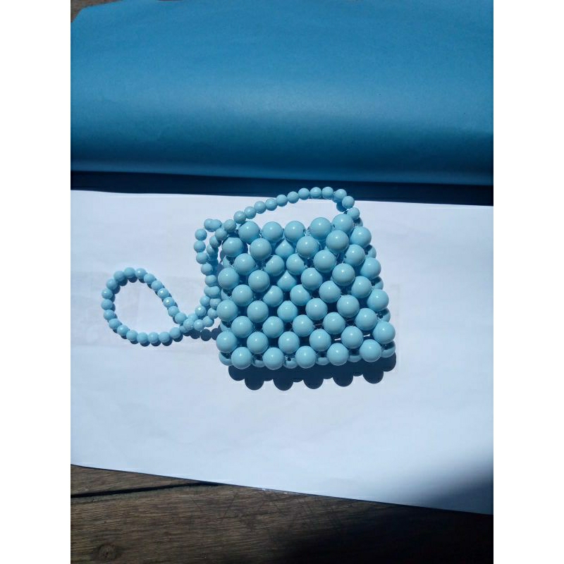 Tas manik cute blue/tas manik lucu/ Tas mini mutiara/pearlbag