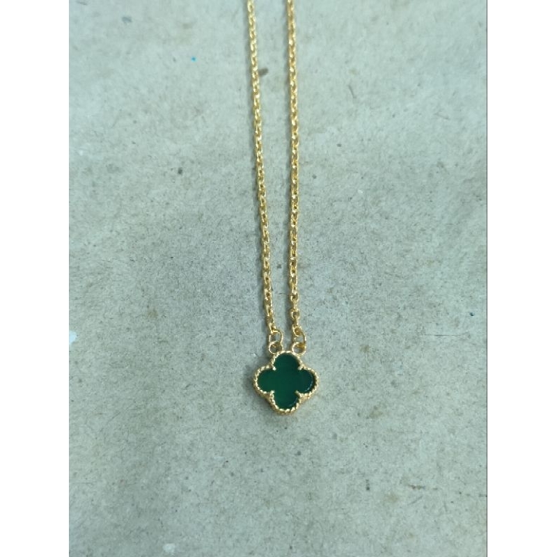 kalung nori anak batu clover hijau 3 gram emas muda