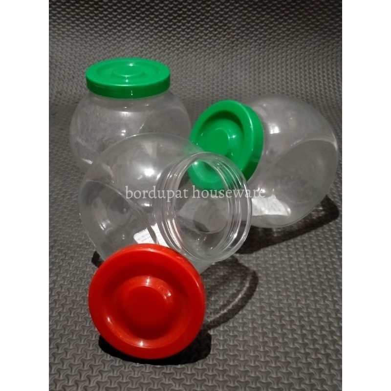 Kedaung Toples Kaca, Toples Kaca Es Model Miring, Toples Beling, Toples Jadul Bulat Besar 2000ml