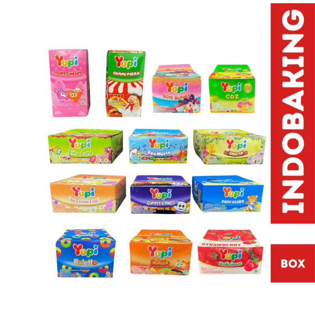 

{PER BOX} YUPI PERMEN JELLY II ANEKA RASA II ANEKA BENTUK II PERMEN JELLY KENYAL II YUPI JELLY RASA BUAH