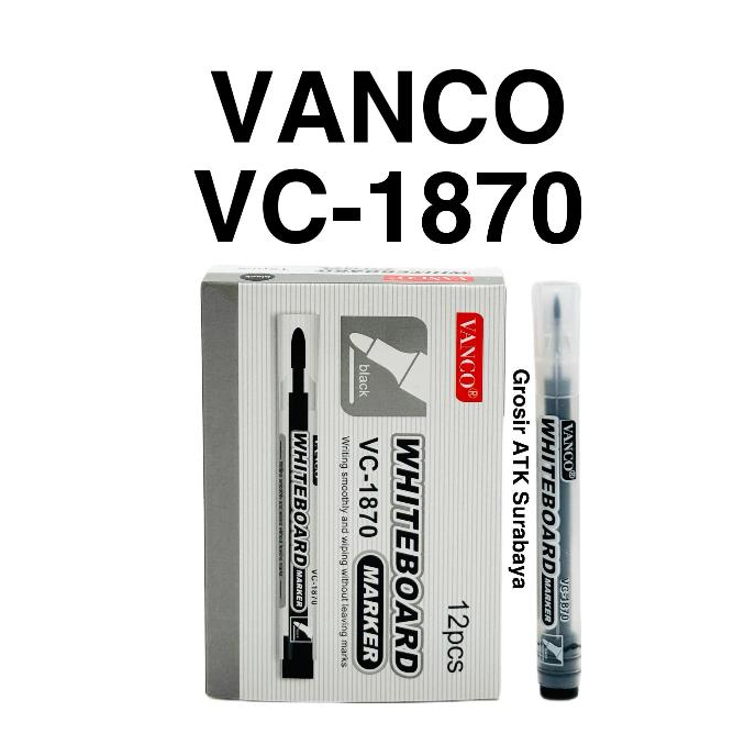 

( DAPAT 1 PCS ) SPIDOL VANCO WHITEBOARD Marker VC-1870 Papan Tulis Putih Bisa Dihapus Warna Hitam