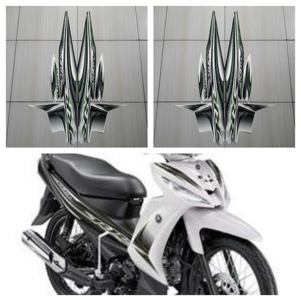stiker striping motor vega rr 2013 putih-hitam-hijau