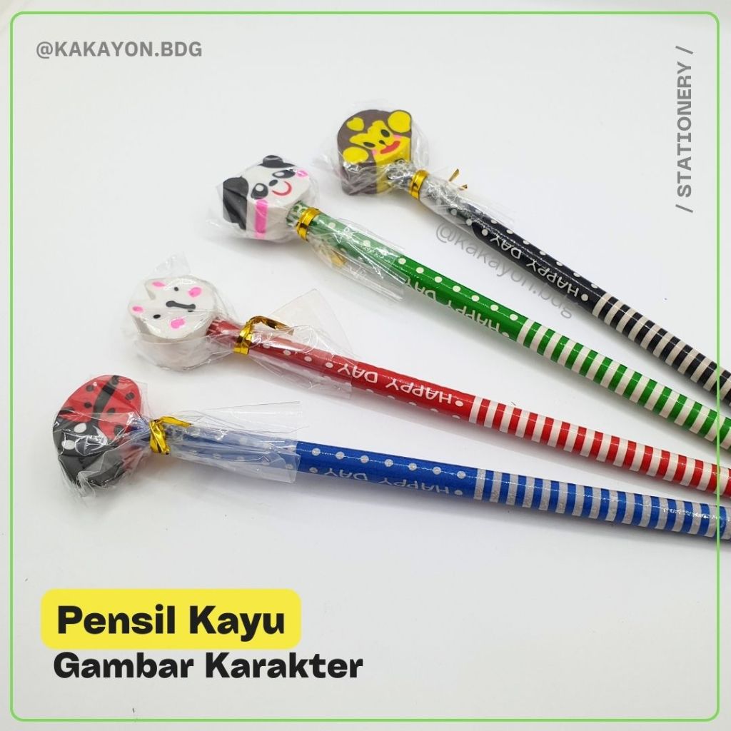 

Pensil Kayu Motif Garis Dot + Penghapus Gambar Karakter Souvenir Ultah School Set