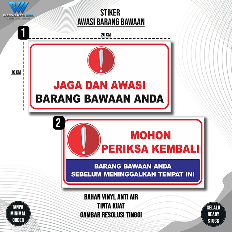 

Stiker Awasi Barang | Periksa Kembali Barang Bahan vinyil anti air Wadwahaji