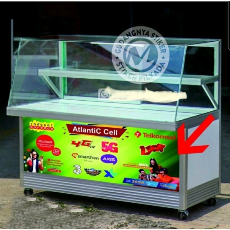 

stiker vinyl etalase pulsa ukuran besar