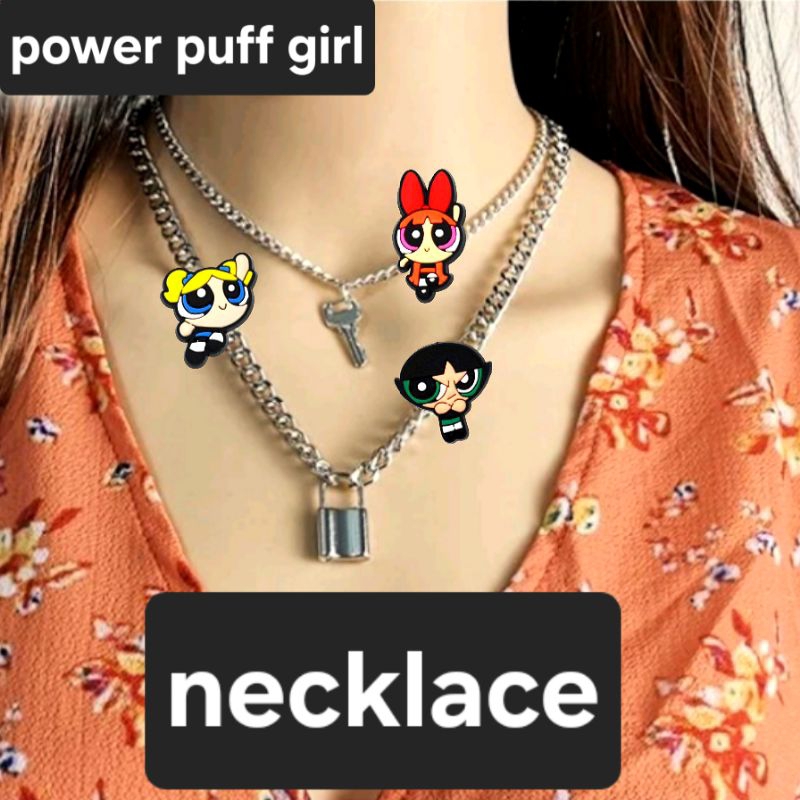 kalung power puff girl/acc power puff girl/aksesoris power puff girl/kalung rantai/kalung cartoon/ka