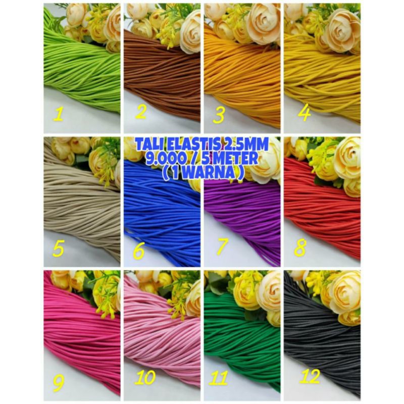 Tali Elastis 2,5mm Tali Karet Masker Tali Karet 2,5mm Tali Karet Bulat Tali Kur Elastis Tali Elastis