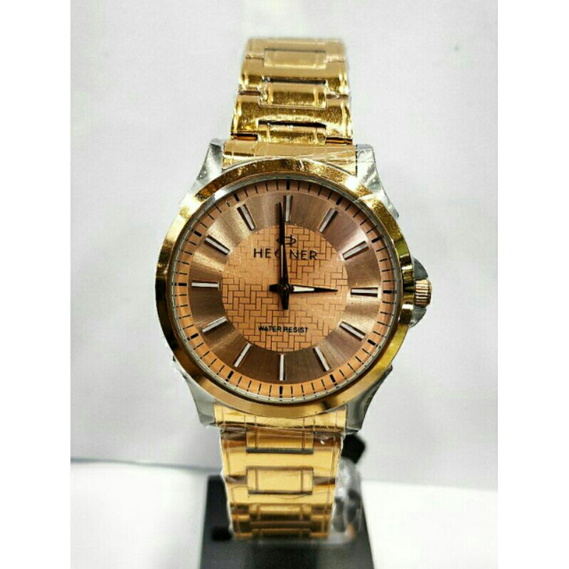 Jam tangan pria HEGNER 3901 rosegold stainlees steel