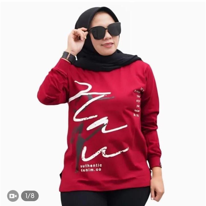 Zolaqu original kaos atasan baju zolaqu zolaku wanita perempuan cewek dewasa sablon lengan panjang f