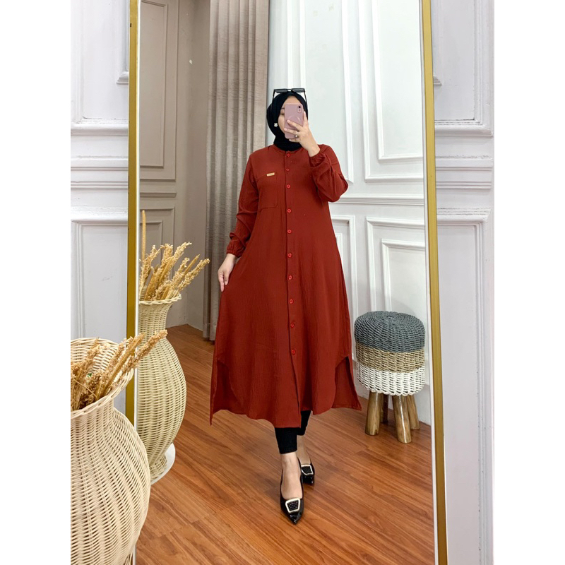 Long Tunik Talisa Midi Crinkle / Tunik Murah/ Tunik Dailywear