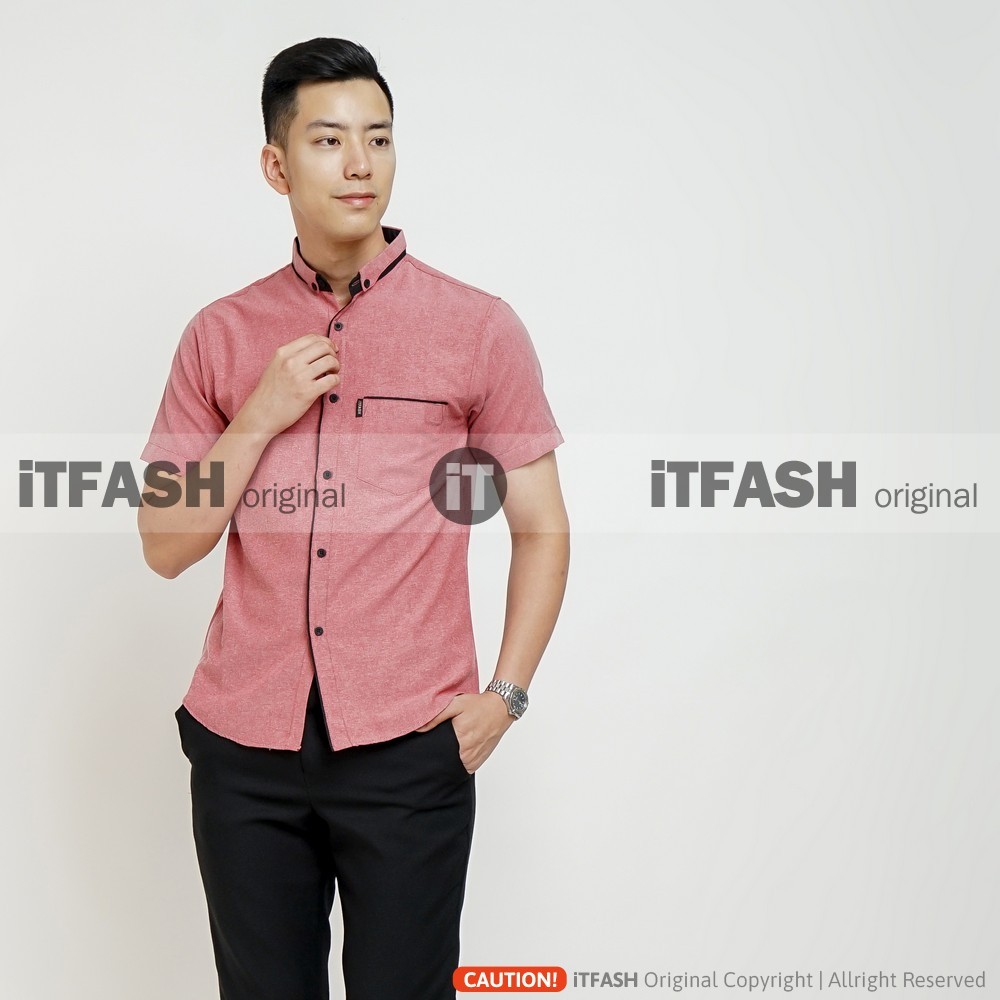 ZAFIT.ID ORIGINAL ITFASH KEMEJA HEM LENGAN PENDEK LOWRD LOWV WARNA MERAH PINK BIRU ABU PUTIH DEWASA 
