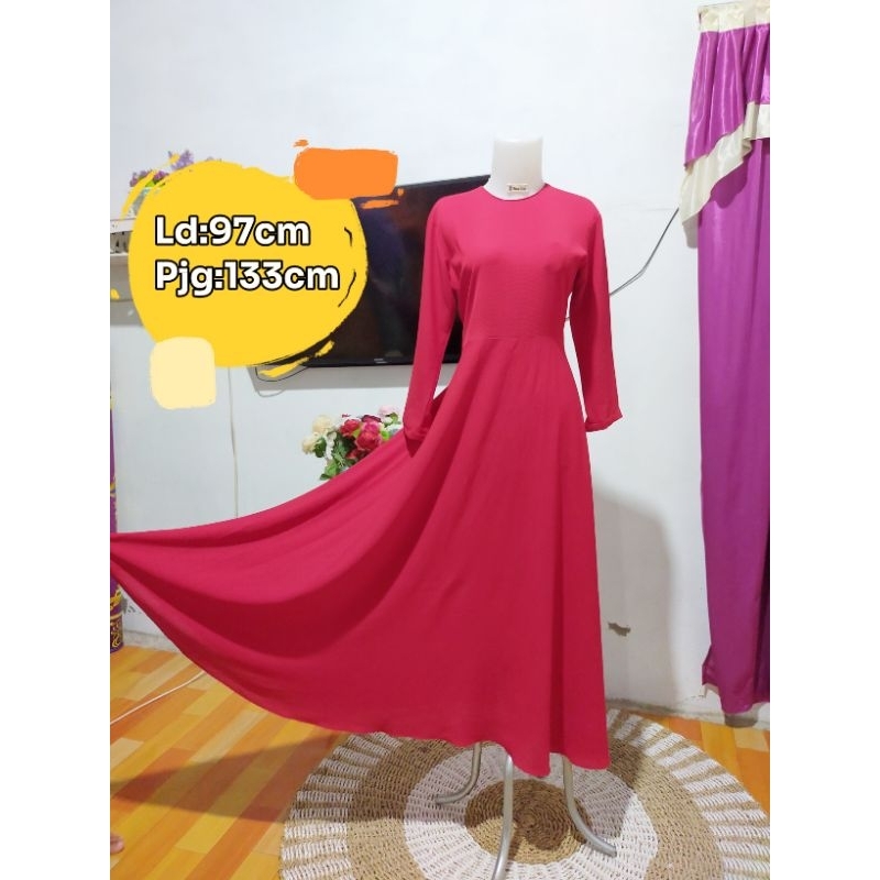 Preloved Gamis kembang circle merah cabe