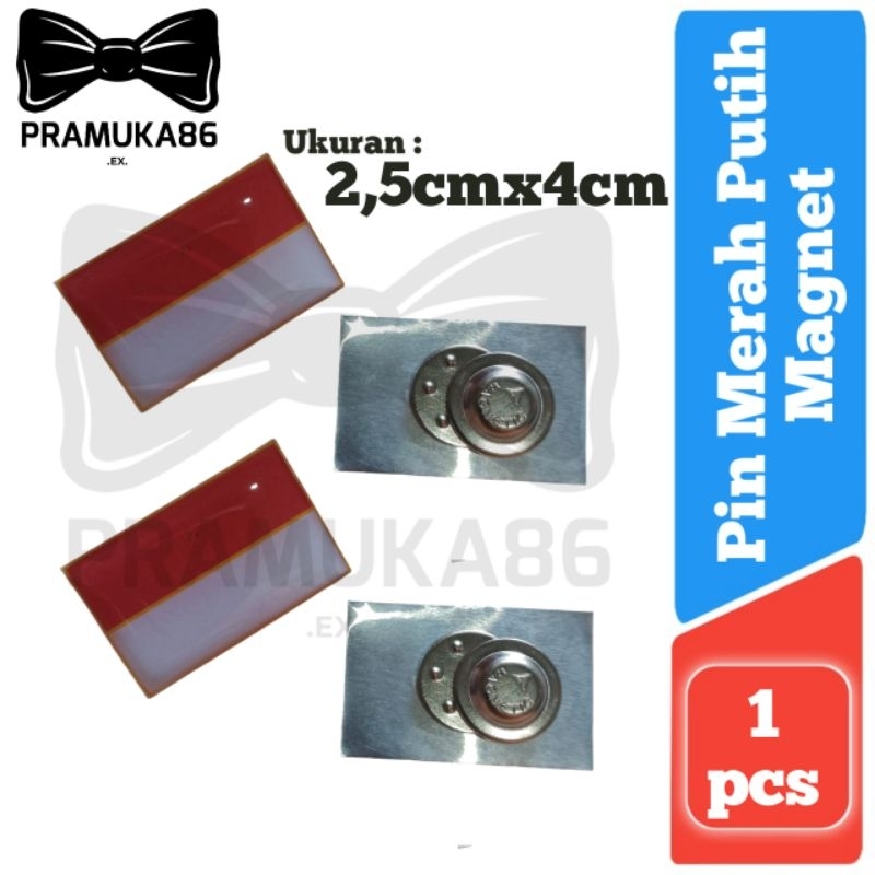 (2,5cm x 4cm) Pin Bros Merah Putih Lapis Resin Belakang Magnet - Pin Aksesoris Indonesia Agustusan