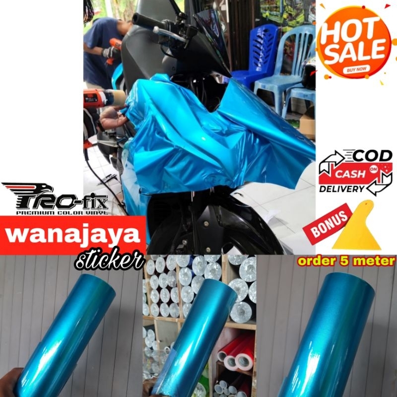 stiker skotlet motor warna biru muda metalik candy skotlet sky blue candy