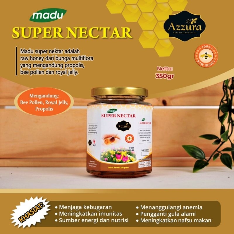 

Madu Super Nectar (350gr), 100% Madu Alami, Kaya Propolis, Bee Pollen, Royal Jelly