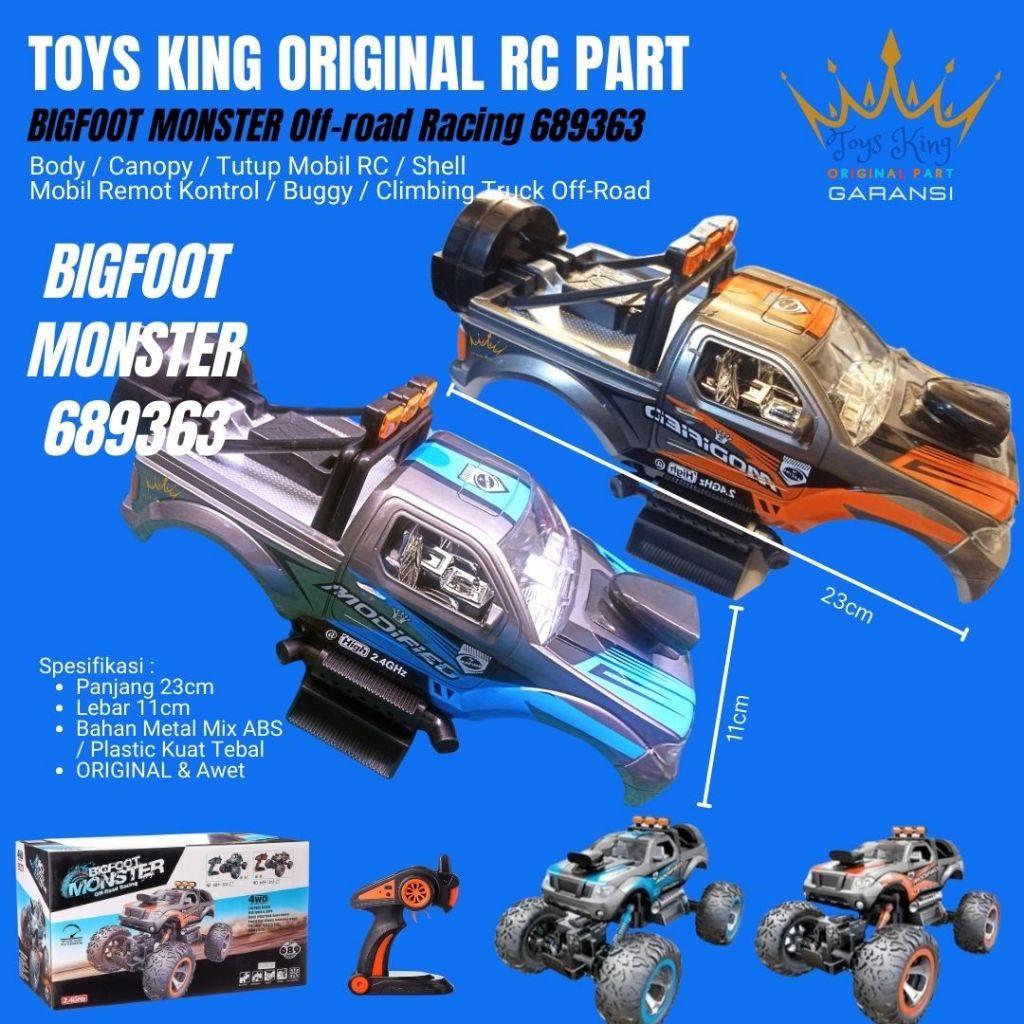 Body Metal / Canopy Shell RC CAR BIGFOOT MONSTER 689-363 TOY KING ORIGINAL RC PART