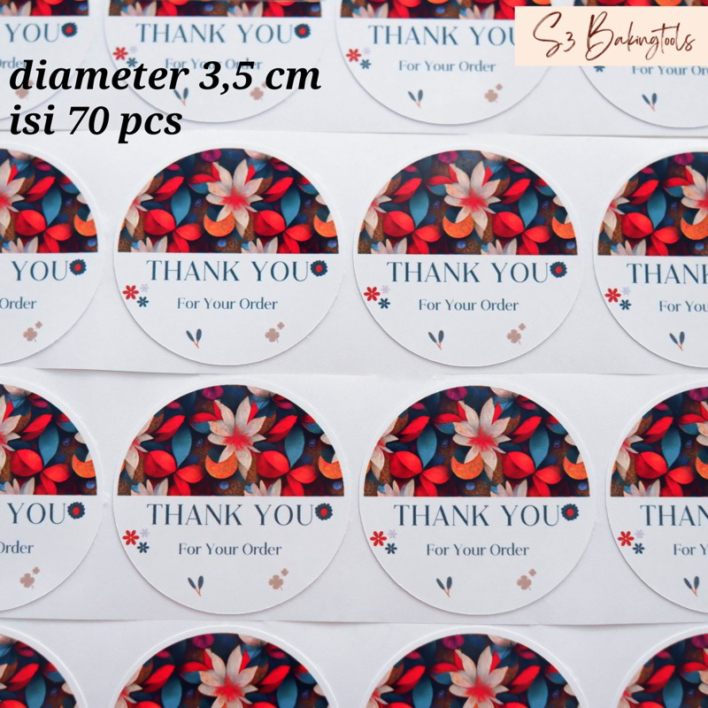 

Sticker label stiker thank you floral isi 70 pcs