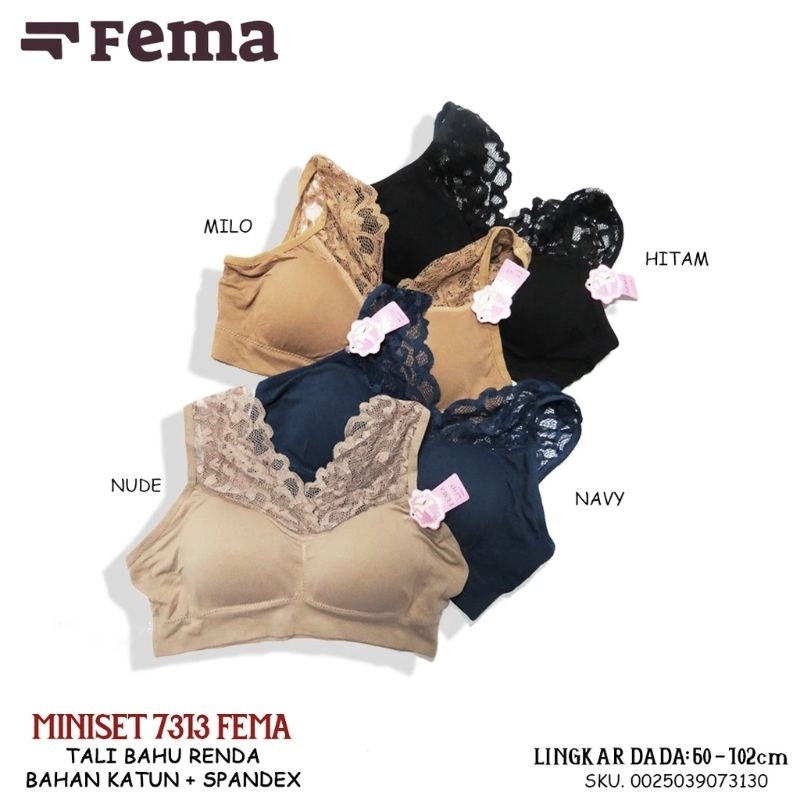 FEMA BALLETE SPORT BRA 7313 RENDA BROKAT BH WANITA DEWASA TANPA KAWAT BUSA PUSH UP