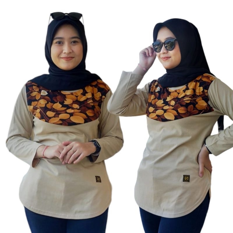 Hayylik kaos wanita oval kombinasi lebaran terbaru katun combat 20s premium adem motif unik elegan m